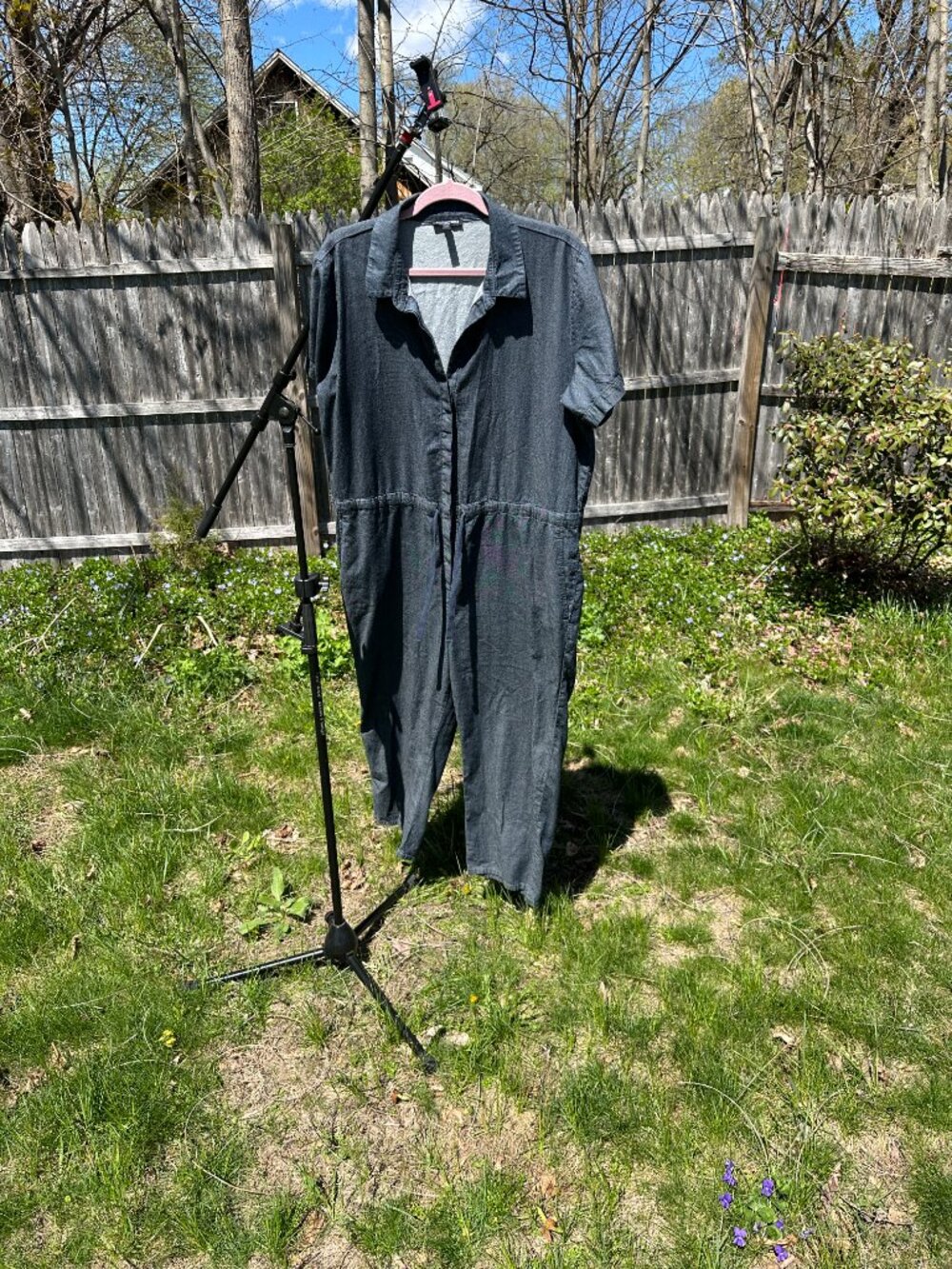 Eileen Fisher Denim Short Sleeve Jumpsuit - Size XL - Orig $228